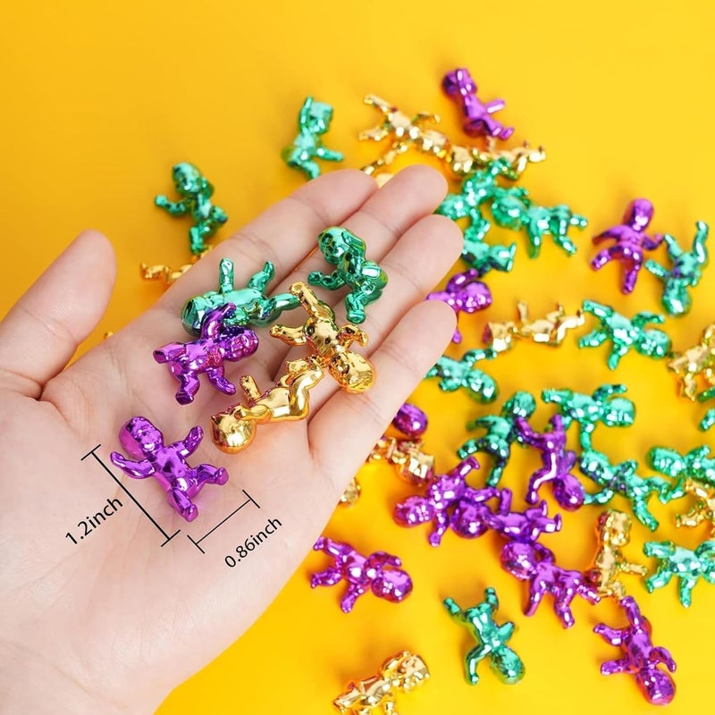 ZZYFGH 24Pcs King Cake Babies, 1.2inch King Cake Baby, Mini Baby Figurines for Baby, Shower Ice Cube Game, Party Favor Supplies Metallic Mardi Gras Bulk Plastic Babies - Image 2